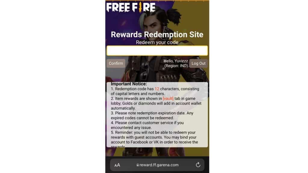 How to use Free Fire Redeem Codes 1